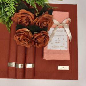 jogo Americano Retangular Impermeável vermelho Kit com 6